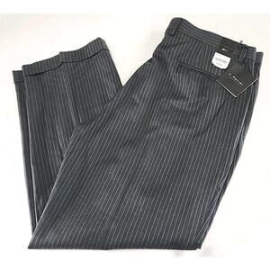 J Ferrar Wool Dress Pants Men's 38 X 30 Gray Stripe Cuffed New With Tags JF